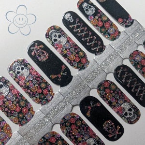 Sugar Skull Nail Wraps, Nail Stickers, Nail Art