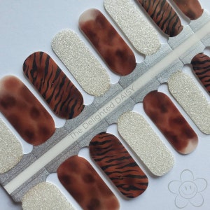 Jungle Tiger Print Nail Wraps: Non-Toxic Nail Art Stickers