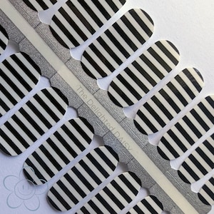 Black and  White Horizontal Stripes Nail Wraps, Nail Strips, Nail Stickers, Nail Art