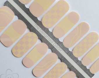 Checkerboard French Tip Nail Wraps: Neutral Nail Art Stickers