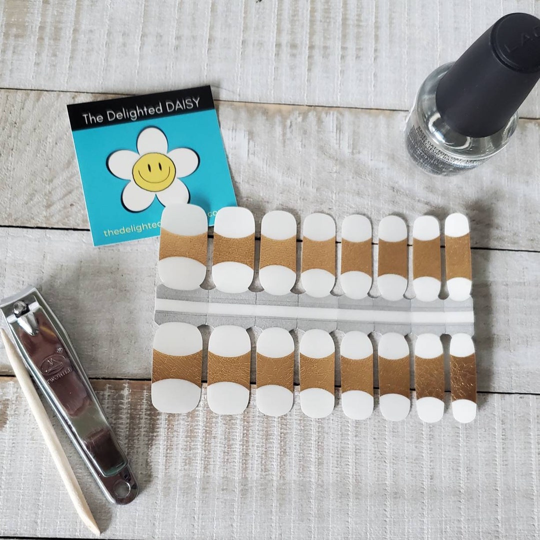 Gold French Tips Nail Wraps: Transparent Overlay Nail Art Stickers - Etsy