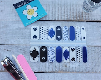 Envolturas de uñas negras y azules: pegatinas de uñas Eye Love