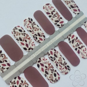 Mauve Fall Floral Nail Wraps: DIY Nail Art Stickers