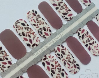 Mauve Fall Floral Nail Wraps, Nail Stickers, Nail Art