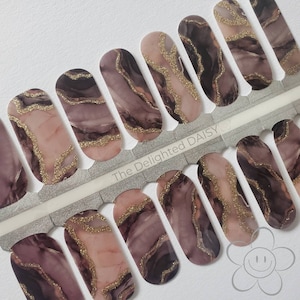 Smoky Topaz Marble Nail Wraps, Nail Strips, Nail Stickers, Nail Art
