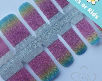 Rainbow Ombre Toe Nail Wraps or Kid Size Nail Stickers Nail Art