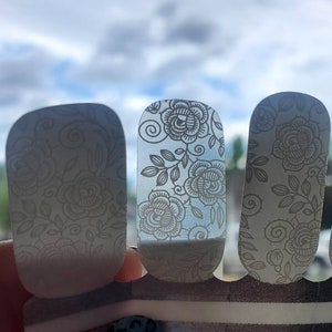 White Rose Nail Wraps: Transparent Overlay Nail Art Stickers