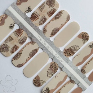 Tan Palm Leaf Nail Wraps: Abstract Nail Art Stickers