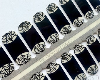 Envolturas de uñas con punta francesa de telaraña: pegatinas para decorar uñas DIY