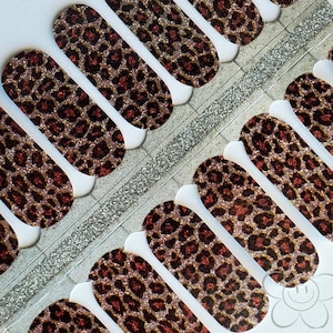 Cheetah Sparkler Nail Wraps, Nail Strips, Nail Stickers, Nail Art