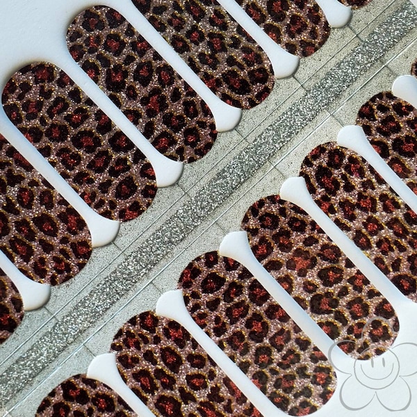 Cheetah Sparkler Nail Wraps, Nail Strips, Nail Stickers, Nail Art