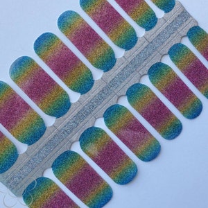 Rainbow Ombre Glitter Nail Wraps, Nail Stickers, Nail Art