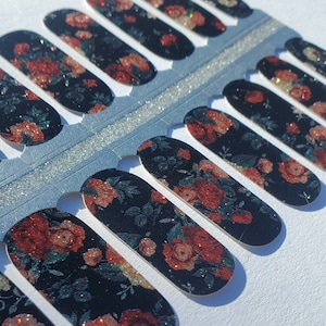 Gorgeous Glitter Rose Garden Floral Nail Wraps, Nail Stickers, Nail Art