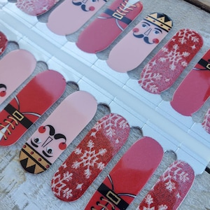 Nutcracker Christmas Nail Wraps: Glitter Nail Art Stickers