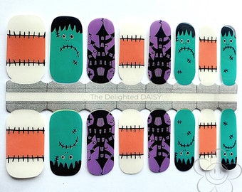 Frankenstein Halloween Nail Wraps: Easy DIY Nail Art