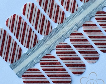 Candy Cane Sparkle Nail Wraps: Easy DIY Nail Art