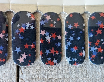 4 juli-firande nagelwraps, nagelremsor, nagelklistermärken, nagelkonst