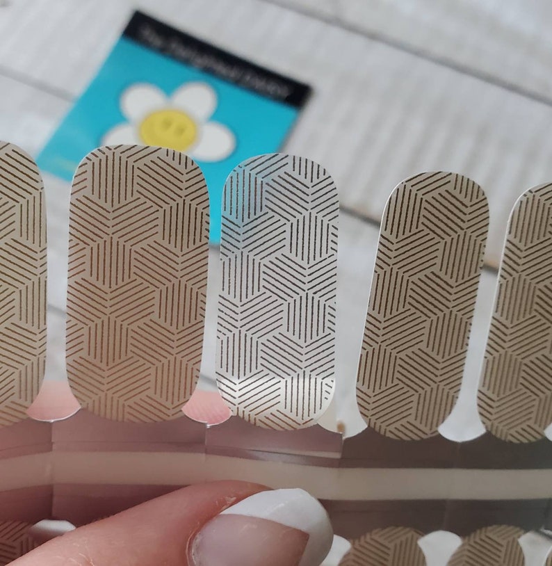 Hexagon Gold Transparent Overlay Nail Wraps, Nail Strips, Nail Stickers, Nail Art image 1