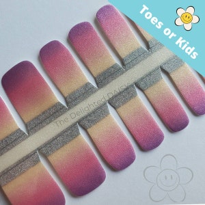 Ombre Purple and Pink Toe Nail Wraps or Kid Size Nail Stickers Nail Art