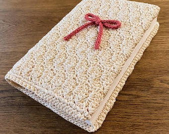Crochet Bible Cover – Shell-Stitch Pattern with a BOW, Handmade, Cotton, Customizable, Variety of Colours