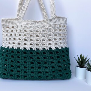 SAC ÉPAULE AU CROCHET - Maille carrée, fait main, coton, élégant et durable