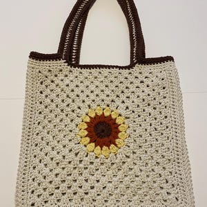 Sac fourre-tout SUNBURST au crochet - Boho chic, fait main, coton, minimaliste