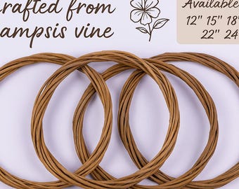 Natural Campsis Vine Wreath Base | Handmade Rustic Wreath Ring | Grapevine Alternative for DIY Decor | 12"–24" Sizes Available