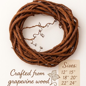 Grapevine Wreath Form | Natural Wreath Base for DIY Decor | Rustic Wreath Ring for Front Door | Handmade Wreath Supply | 12&quot; to 24&quot; Sizes