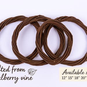 Natural Mulberry Vine Wreath Base | Rustic DIY Craft Ring | Handmade Grapevine Style Wreath Form | 12&quot; 15&quot; 18&quot; 20&quot; 22&quot; 24&quot; Sizes