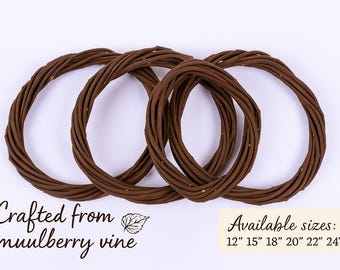 Natural Mulberry Vine Wreath Base | Rustic DIY Craft Ring | Handmade Grapevine Style Wreath Form | 12" 15" 18" 20" 22" 24" Sizes