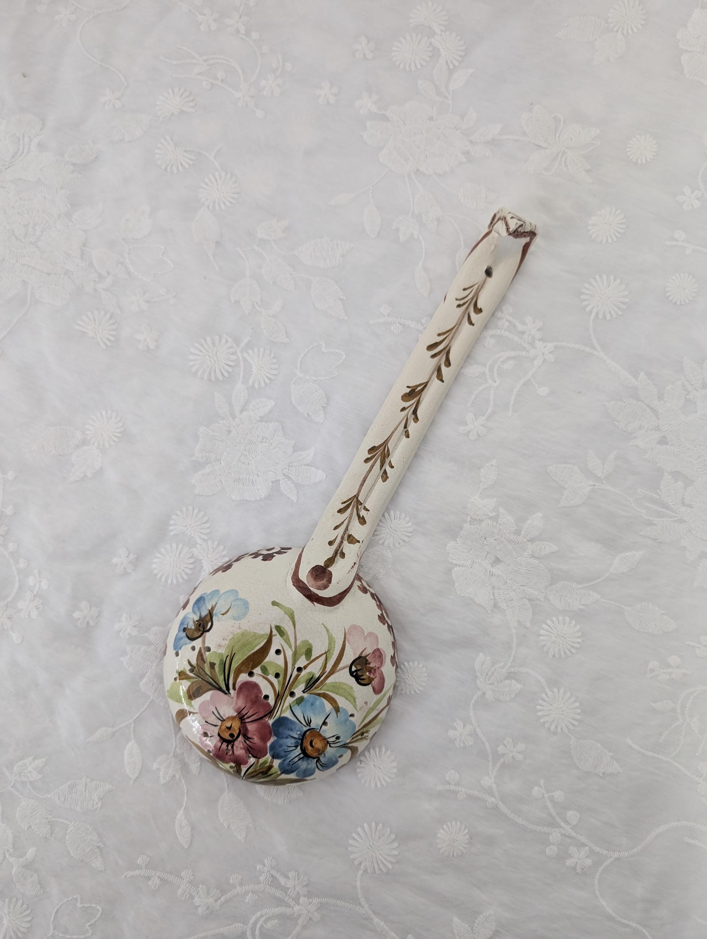 Ladle ceramic vintage hand painted