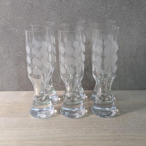 6 Ingrid Glas Sektgläser mit Punkten Vintage