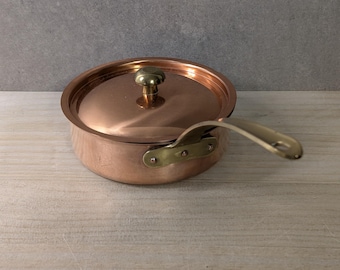 Small copper casserole with lid Tagus Portugal Vintage