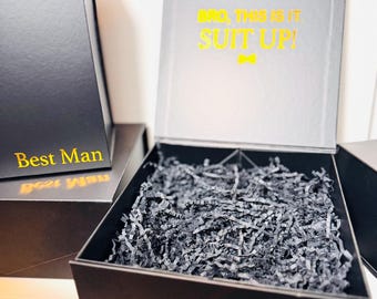 Personalized Black Magnetic Gift Box: Groomsmen Proposal Box