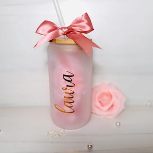 Bridal party glass tumbler, personalized glasses, wedding party proposals, custom glass, bridesmaid gifts, maid od honor gifts, flower girl