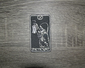 The Hermit Ferryman Tarot Card Goth Punk Black Embroidered Iron On Patch 2.0" x 3.5"
