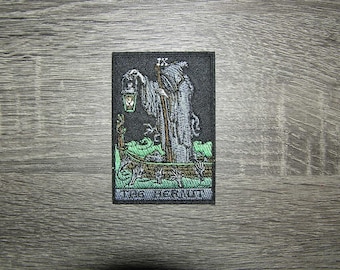 The Hermit Ferryman Tarot Card Goth Punk Brown Embroidered Iron On Patch 2.5" x 3.5"
