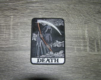 Death Tarot Card Grim Reaper Goth Punk Embroidered Iron On Patch 2.5" x 3.5"