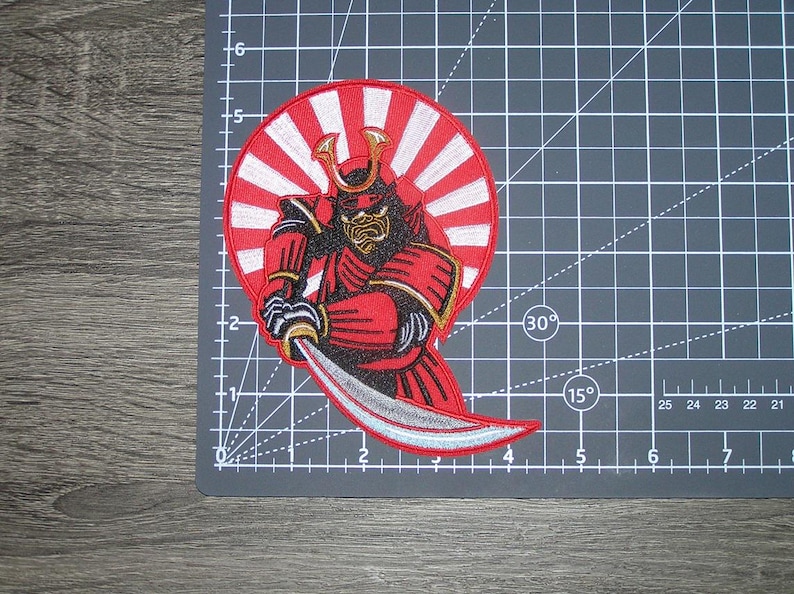Samurai Back Patch Samurai Japanese Warrior With Sword Embroidered Iron on Patch 4.5