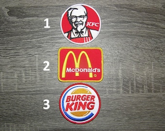 Fast Food KFC, McDonald's, Burger King Embroidered Iron On Patch