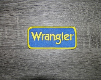 Wrangler Jeans Rodeo Racing Retro Style Embroidered Iron-On Patch 4" x 1.75"