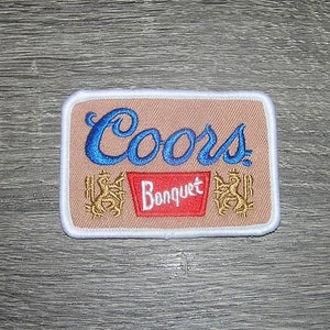 Coors Banquet Retro Style American Beer Embroidered Iron On Patch 3&quot; x 2&quot;
