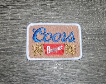 Coors Banquet Retro Style American Beer Embroidered Iron On Patch 3" x 2"