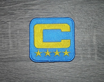 Powder Blue Captain C Patch 4 Star (All Gold) Embroidered Iron On Patch 3" x 3"