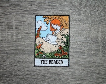 The Reader Art Nouveau Tarot Card Embroidered Iron On Patch 2.25" x 3.5"