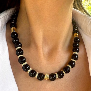 Onyx-sieraden, zwarte edelsteenketting voor vrouwen, handgemaakte statement-sieraden, verjaardagscadeau voor haar, edelsteenketting, sieraden voor moeder