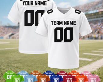 Camisetas de fútbol personalizadas para adultos y niños, camiseta de fútbol sencilla y personalizada con nombre y número del equipo, atuendo para el día del partido para fanáticos del fútbol.