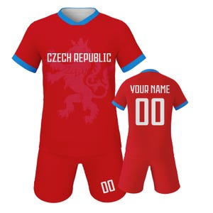 Custom Kids Soccer Jersey Shorts Kit, Czech Republic Jersey for Boys Girls, Personalized Soccer Uniform with Name Number, Soccer Fans Gift