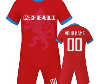 Custom Kids Soccer Jersey Shorts Kit, Czech Republic Jersey for Boys Girls, Personalized Soccer Uniform with Name Number, Soccer Fans Gift