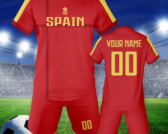 Custom Spain Soccer Jersey for Kids, Personalized Gifts Kids Youth Soccer Team Uniform with Name Number, Soccer Gifts for Boys Girls